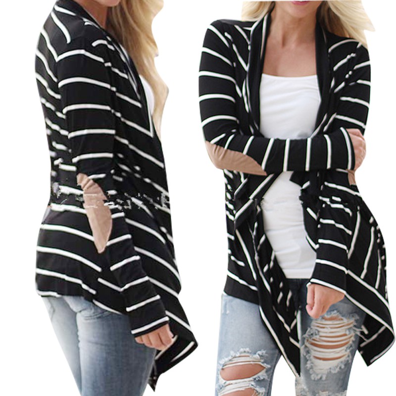 Wholesale-2016 Women Long Sleeve Loose Cardigan Sweater Striped Knitwear Outwear Coats M L XL New Arrival, Black
Wholesale-2016 Women Long Sleeve Loose Cardigan Sweater Striped Knitwear Outwear Coats M L XL New Arrival, Black