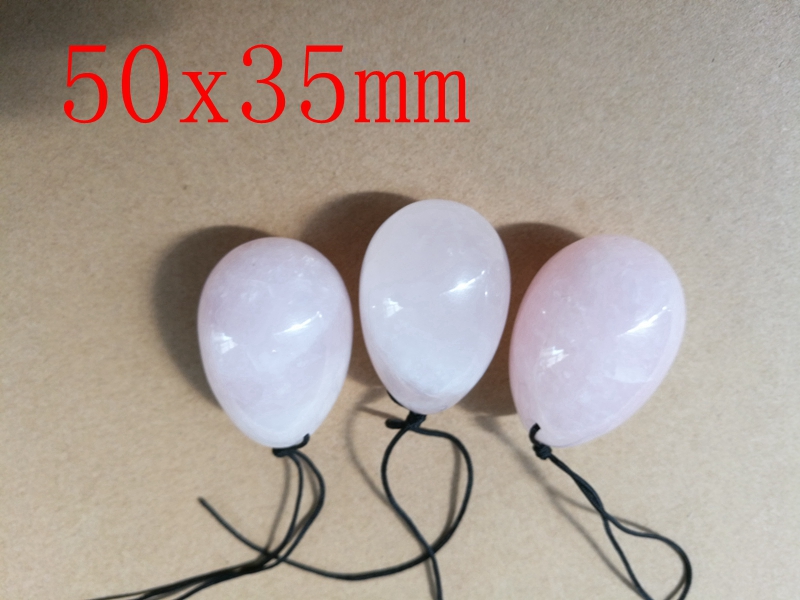 Free Shipping 50X35mm Drilled Natural Rose Quartz Jade Egg For Women Health Care Yoni Egg Kegel Exercise Yoni Eggs with pouch