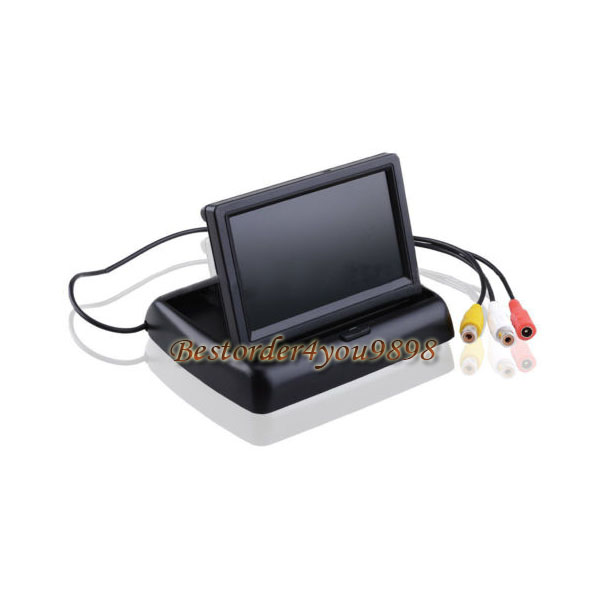 Wireless 7 IR Car Reversing Backup Camera + 4.3" LCD Foldable Monitor Car Rear View Kit