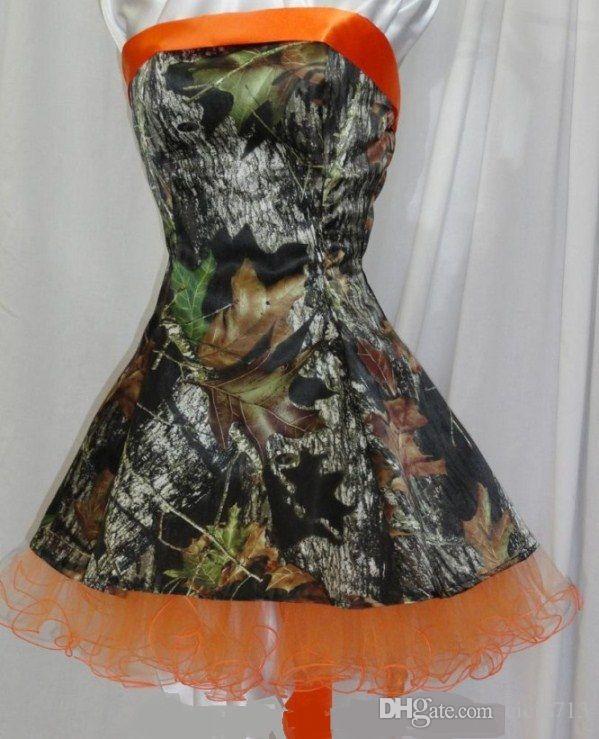 Short Camo Bridesmaid Dresses Hunter Orange A-line Strapless Mossy Oak Dress Lace-Up Back CAMO Formal Gown, Custom made color
Short Camo Bridesmaid Dresses Hunter Orange A-line Strapless Mossy Oak Dress Lace-Up Back CAMO Formal Gown, Custom made color