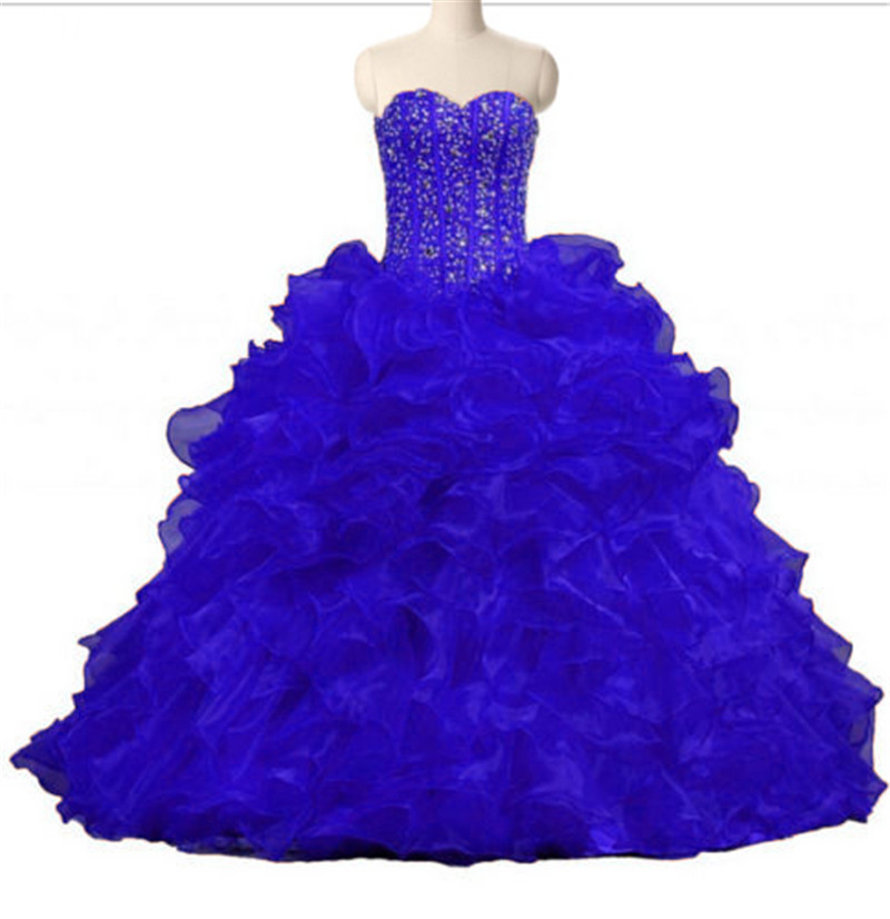 2017 Fashion Crystal Ball Gown Quinceanera Dresses with Sequined Beading Organza Plus Size Sweet 16 Dresses Vestido Debutante Gowns BQ32