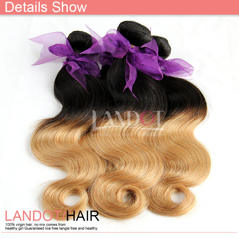 Ombre Peruvian Hair Weave Bundles Two Toned Ombre 1B/27# Honey Blonde Ombre Peruvian Body Wave Wavy Human Hair Extensions 3 Bundles Lot