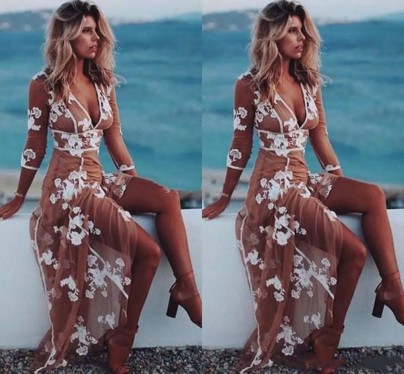 2018 Greek Beach Prom Dresses Sheer Long Sleeves Sexy Deep V Neck Tulle Lace Applique Country Skirt Long Formal Dresses Evening Wear, Same as picture
2018 Greek Beach Prom Dresses Sheer Long Sleeves Sexy Deep V Neck Tulle Lace Applique Country Skirt Long Formal Dresses Evening Wear, Same as picture