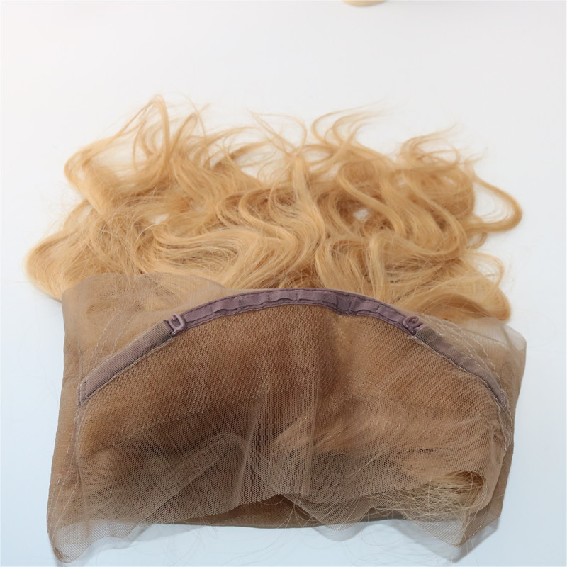 Honey Blonde 27# 360 Band Closures Full Lace Frontal 22.5*4*2 Brazilian Virgin Hair 360 Degree Swiss lace Body Wave