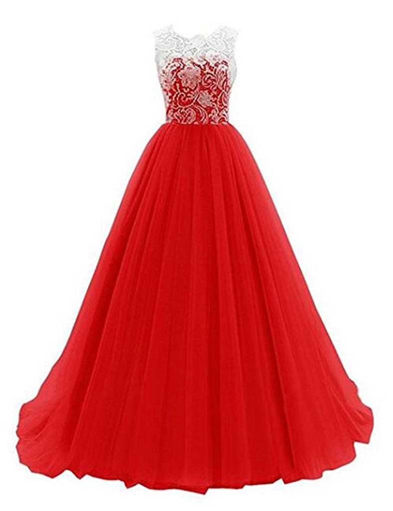 2017 New Lace Prom Dresses Tulle Floor-Length Party Dress Floor-Length Evening Formal Long Party Gown BM80