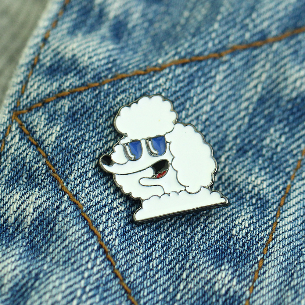Wholesale- 2017 New Fashion Cute Dog Animal Cartoon Charm Broches Pins For Woman Button Pins Jeans Bag Decoration Gift Wholesal