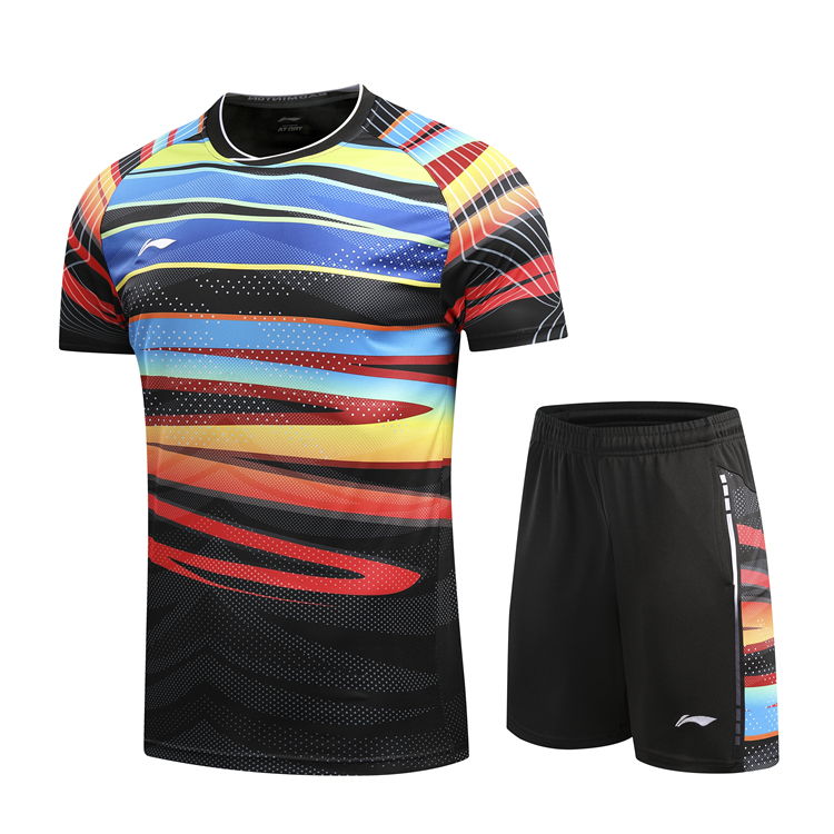 Li Ning badminton table tennis men039s and women039s clothes short sleeve Tshirt men039s Tennis clothesshirt shorts Quic