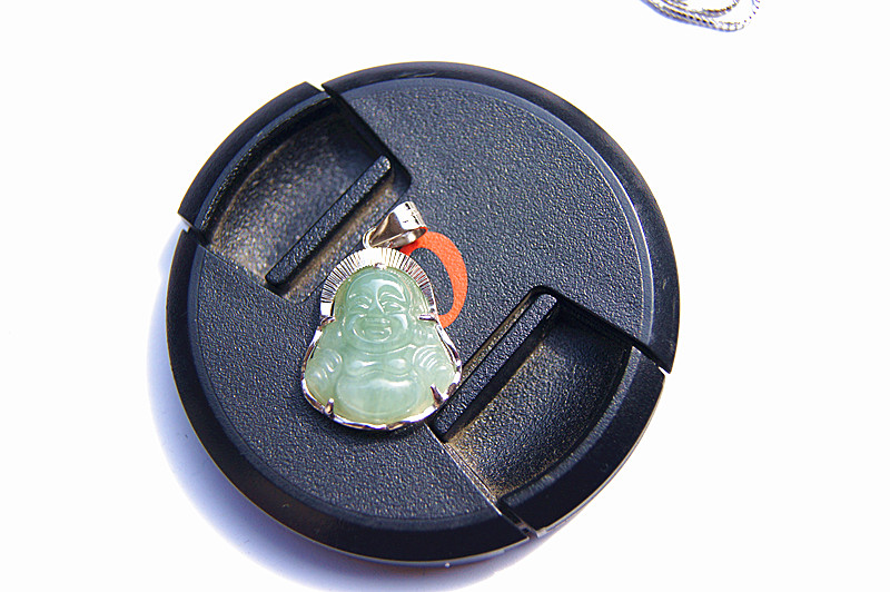 Handmade 925 silver inlaid jade Buddha pendant, green jade necklace pendant, best gift.