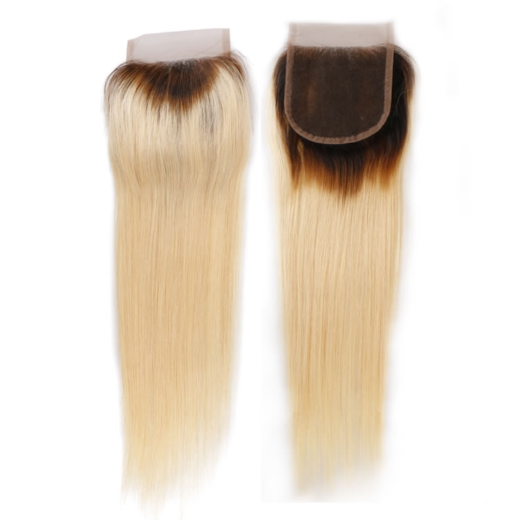 Hot Selling Wholesale Price Brazilian Hair Lace Closure 4x4 Straight Brazilian Blonde 1B 613 Ombre Hair Lace Closure