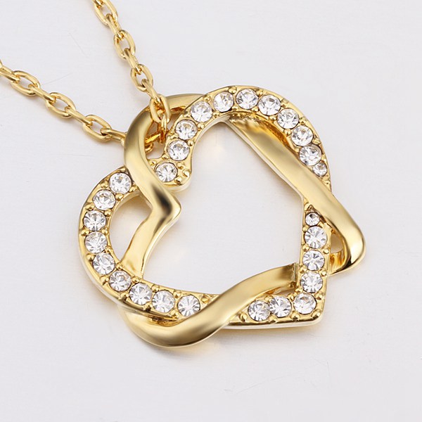Free shipping Heart white crystal 18K gold Necklaces for women,Brand new yellow gold gem pendant Necklaces include chains SGN586