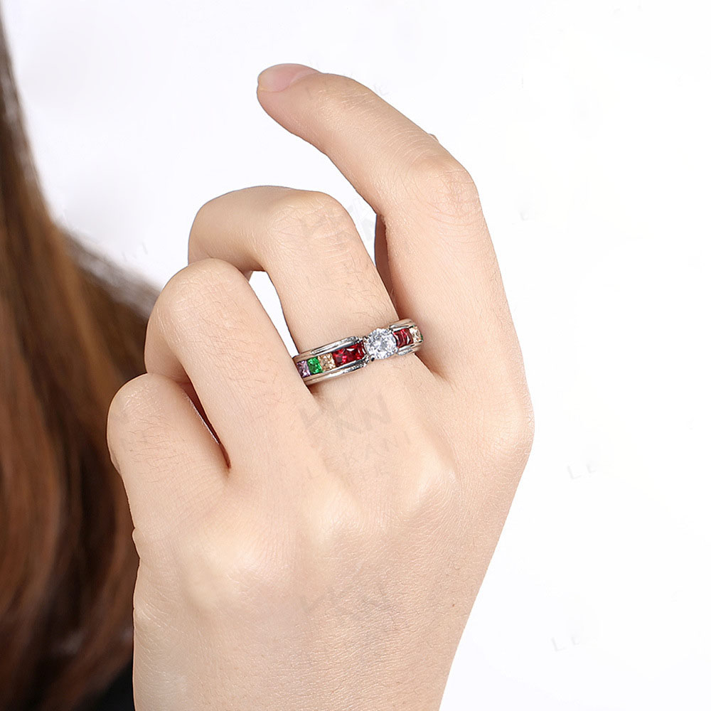 WholeMen and Women Rainbow Ring the Zircon Austrian Crystal Rainbow Gay Pride Ring Fine Jewelry