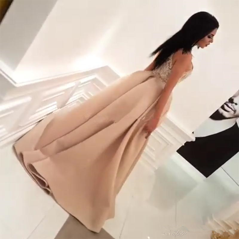 Arabic Dubai High Neck Lace Long Prom Dresses Overskirt Side Split Evening Gowns Satin Vestido De Festa Longo Party Gowns 0510