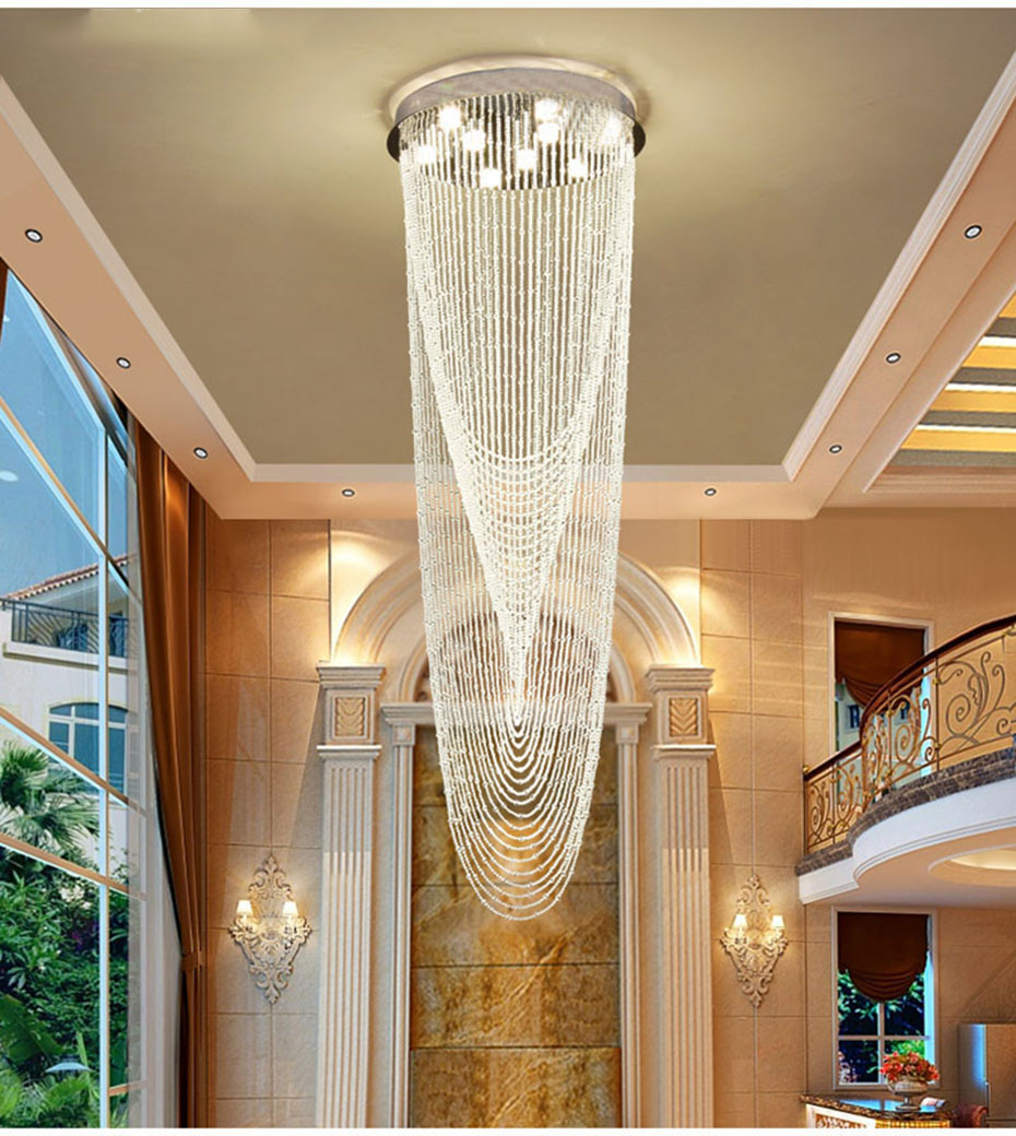 Modern Crystal Chandelier Lighting Stair Chandeliers LED Ceiling Pendant light fixtures for Hotels Stairs Villas decoration