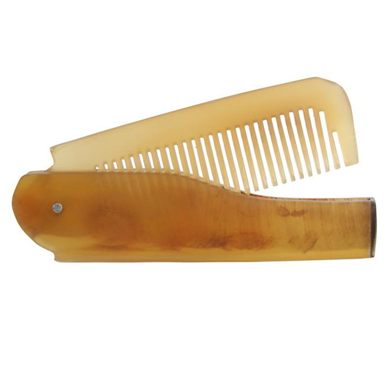 Foldable Horn comb Portable Folding Comb Anti-Static Hairbrush Handmade Natural Ox Horn Combs Styling Tools F2017688