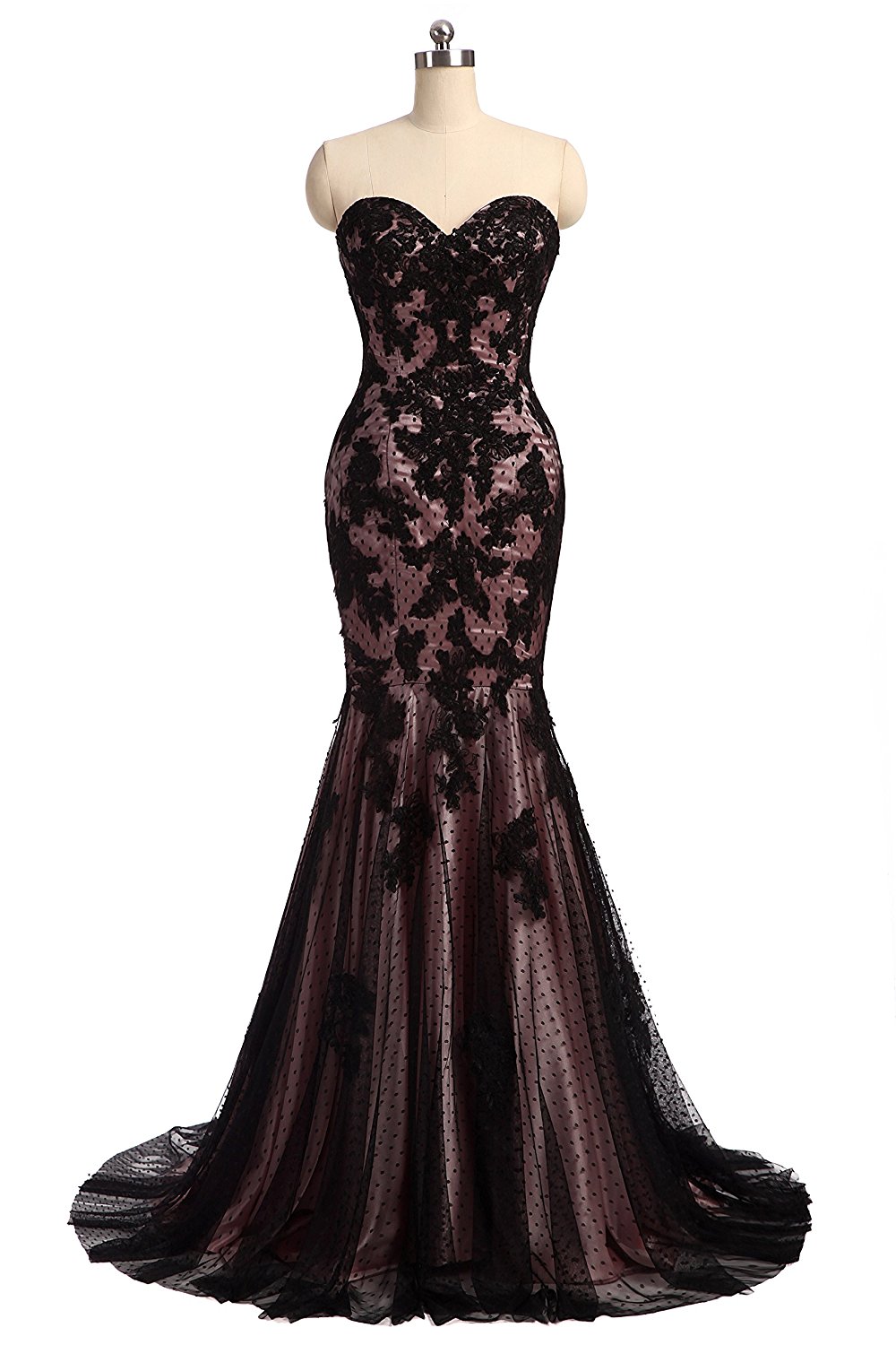2017 New Cheap Black Lace Sexy Sweetheart Mermaid Formal Evening Dresses Long Floor-Length Prom Party Celebrity Gowns QC127