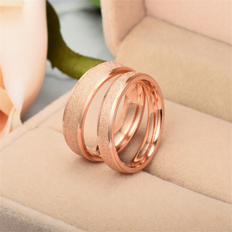 Stainless Steel Dull Polish Ring Band Rose Gold Frosted Engagement Wed Rings Women Men Fashion Fine Jewelry Will and Sandy