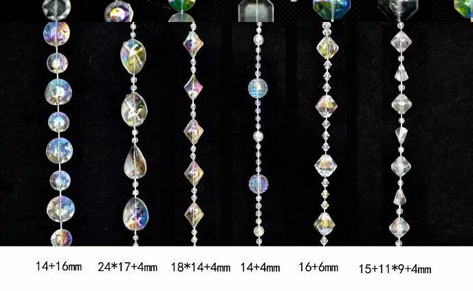 Wholesale-30 Meters Diamond Crystal Acrylic Beads Roll Hanging Garland Strand Wedding Birthday Christmas Decor DIY Curtain WT052