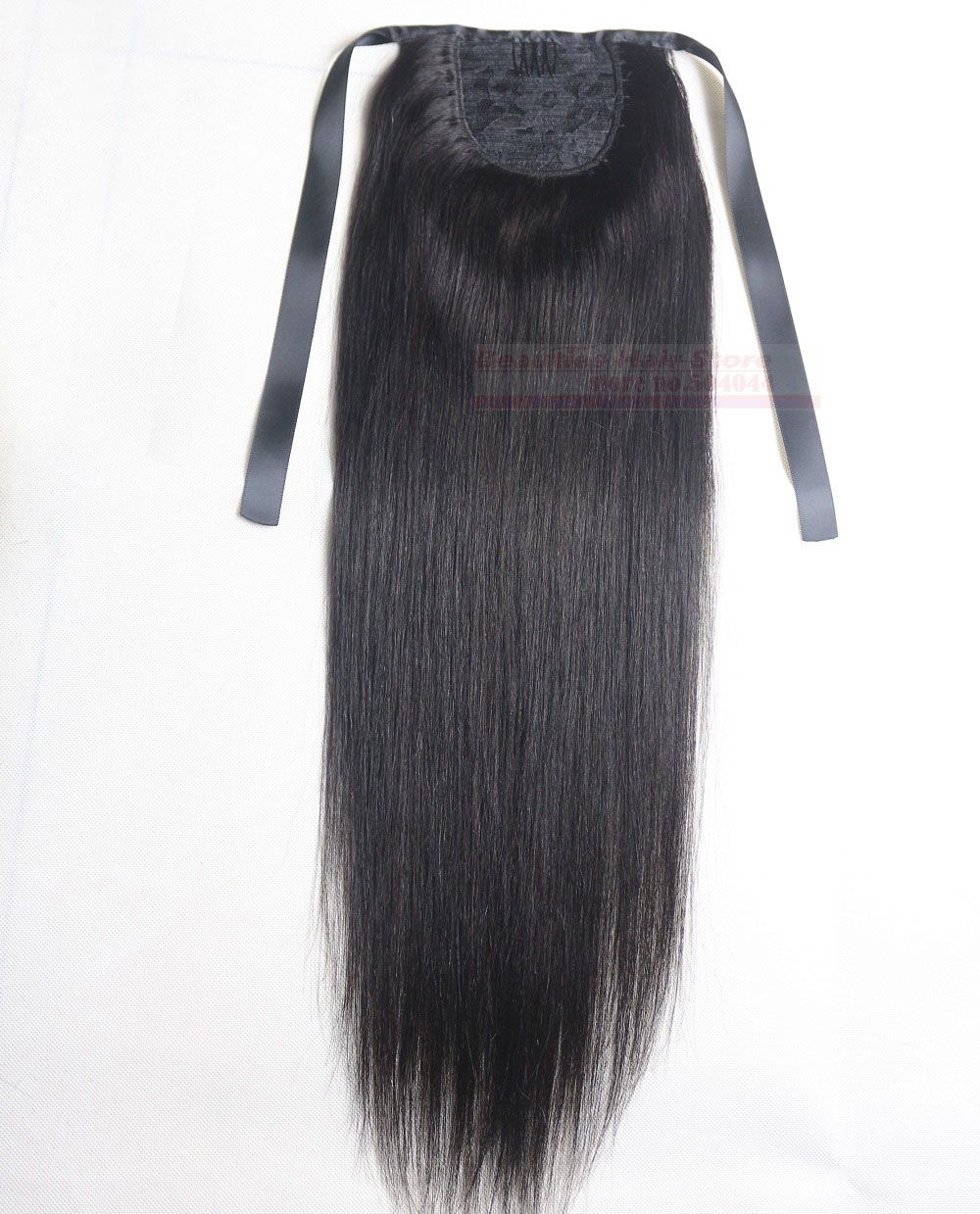 16"-32" Ribbon Ponytail Horsetail 60g-140g Clips in/on 100% Brazilian Remy Human hair Extension Natural Straight