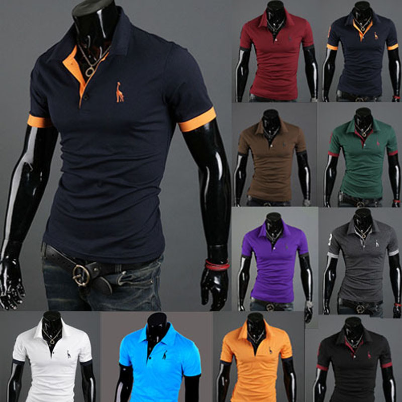 Wholesale-Plus Size 3XL 2018 New Deer Printed Mens T Shirt Men's Short Sleeve T Shirts Slim Fit Tops Tee, Purple