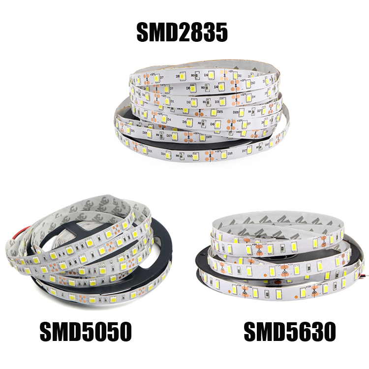 High Brightness Led Strip Lights SMD 5050 2835 5630 DC12V Flexible Leds Strips Light Waterproof 60LED/Meter 300LED 5Meter/Roll IP65 IP20 IP44 Rope Lam
