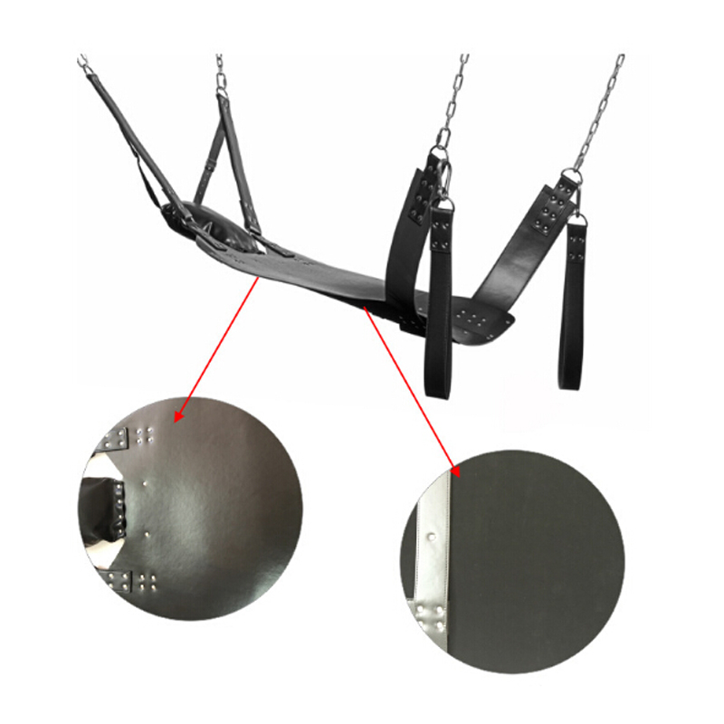 Leather Sex Love Swing Black Fetish Heavy Adult Swing Sling Restraints D Rings Sex Swing Chair Sex Furnitures