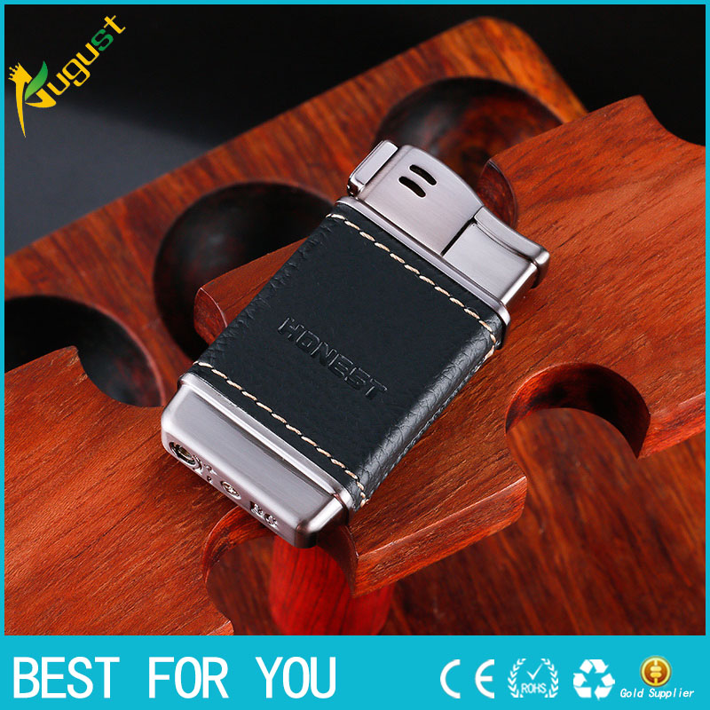 HONEST Creative leather metal lighter side fire design pipe inflatable lighter gas lighter with gift box
HONEST Creative leather metal lighter side fire design pipe inflatable lighter gas lighter with gift box