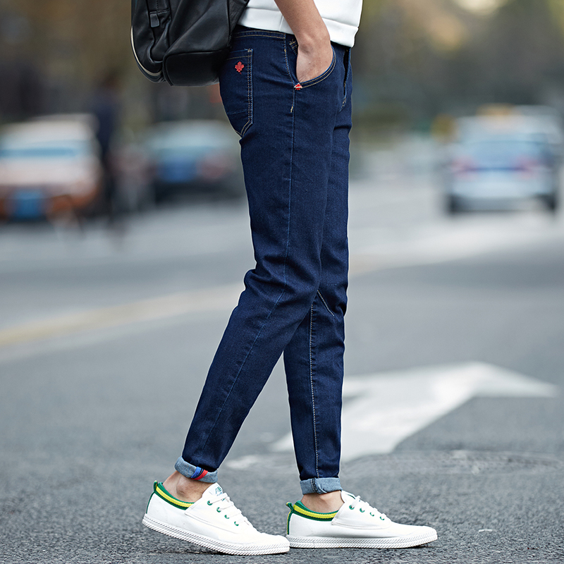 Wholesale- 2017 spring and summer new solid elastic pencil jeans casual skinny jeans men hip hop original denim pants 4 color size 27-36