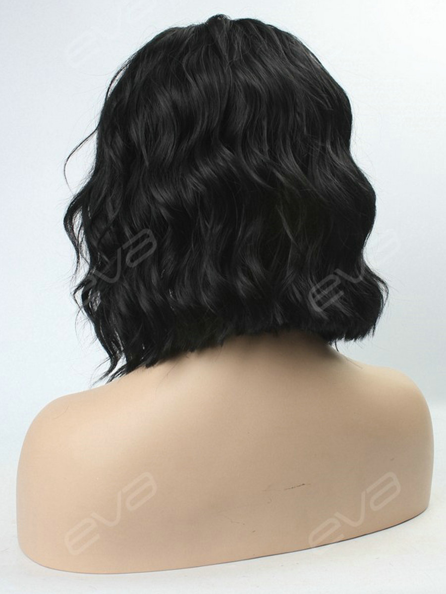 Short wavy bob brazilian remy wigs for black women shoulder length Glueless Lace Front Human Hair Wig with Bangs Full diva1