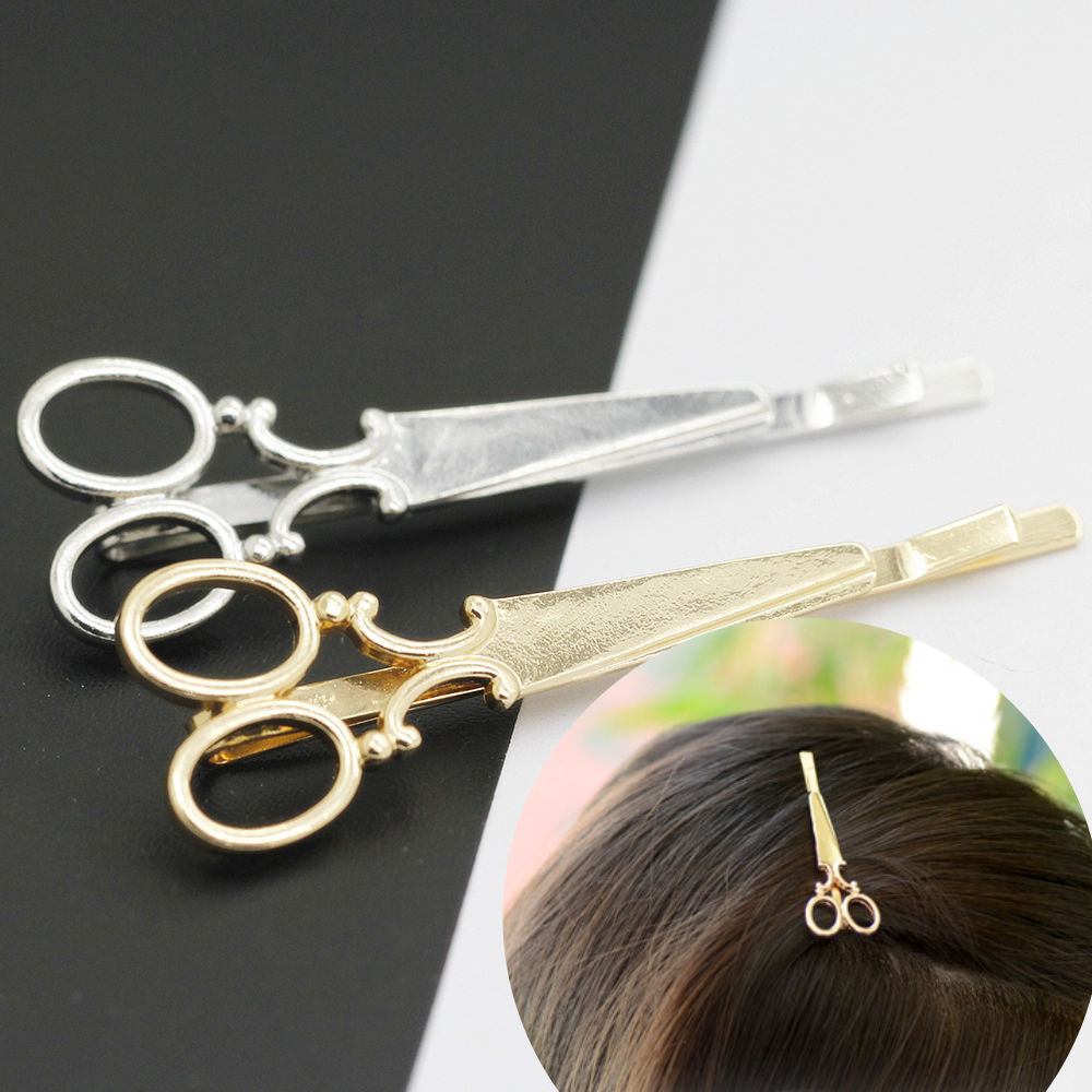 2Pcs Novelty Scissors Shape Hair Clip Hair Pin Women Hair Accessory 2 Colors