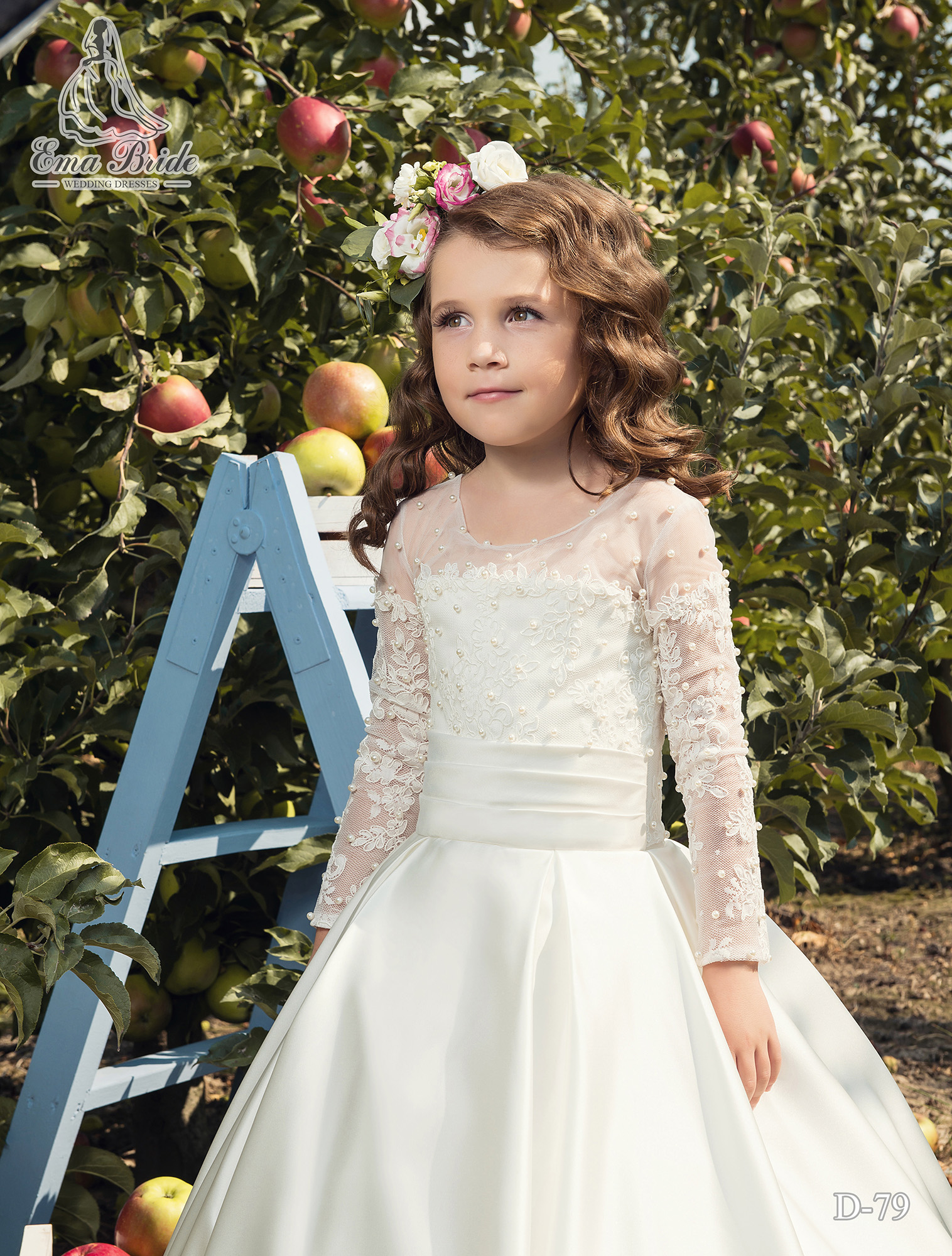 pearls lace arabic flower girl dresses satin long sleeves ball gown child wedding dresses vintage little girl pageant dresses fg16