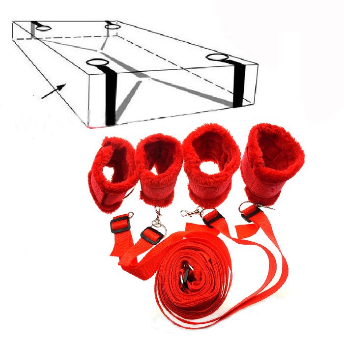 Sex Toys Tied Tease Under Bed Bondage Restraint Nylon Velvet Hand Cuffs &Ankle Cuffs Set Sex Products For Couples Erotic Toys 17418