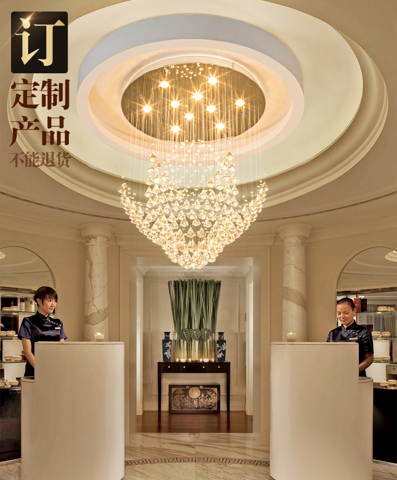 K9 Crystal Chandeliers LED Lamp Modern Chandelier Lights Fixture Home Indoor Lighting Hotel Hall Lobby Stair Round Long Crystal Drop Light