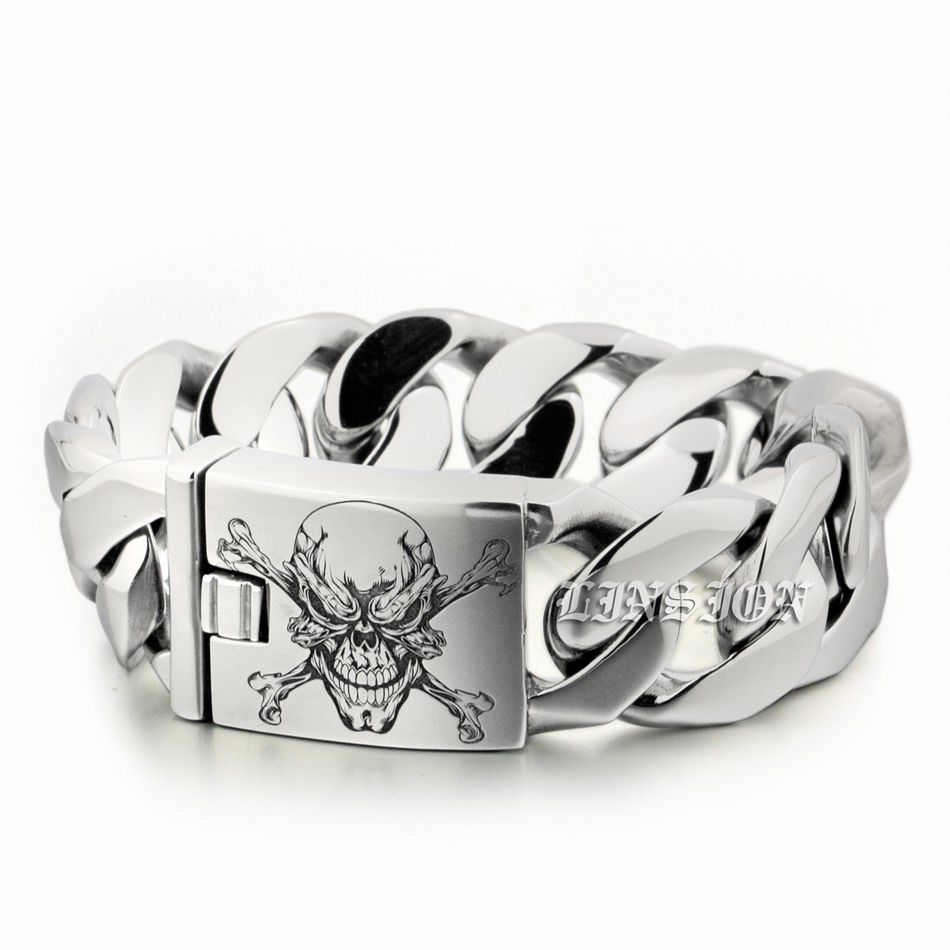 LINSION Huge Heavy 316L Stainless Steel Deep Engraved Pirate Skull Mens Biker Rock Punk Curb Link Bracelet 5C105
LINSION Huge Heavy 316L Stainless Steel Deep Engraved Pirate Skull Mens Biker Rock Punk Curb Link Bracelet 5C105