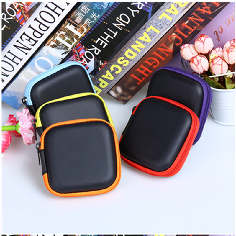 Colorful Earphone Storage Carrying Bag Rectangle Zipper Earpphone Earbud EVA Case Cover For USB Cable Key Coin Free DHL