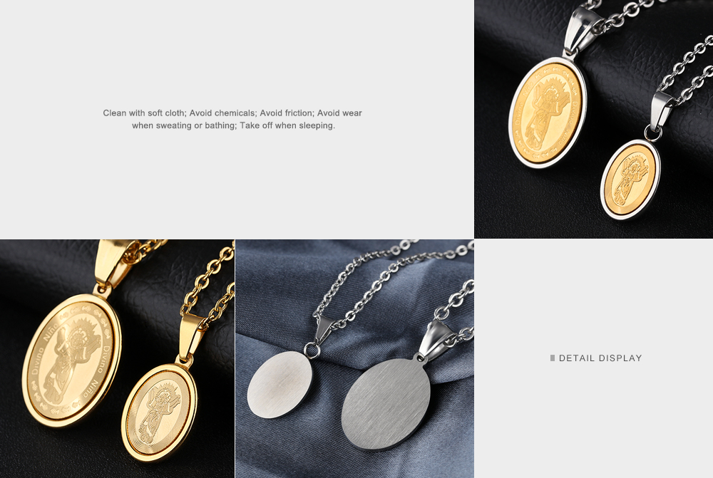 2Pcs Unisex Mens Womens Divino Nino de Colombia Medal Divineinfant Child Jesus Stainless Steel Pendant Necklace4958956