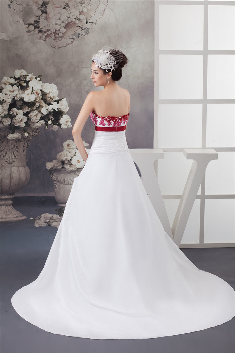2017 Sexy Appliques Beading A-Line Wedding Dresses With Flowers Sequined Taffeta Plus Size Wedding Party Bridal Gowns Vestido De Novia BW13