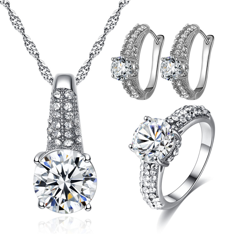 Women Party Jewelry Set White Gold Plated CZ Princess Earrings Necklace Ring 3in1 Jewelry Set for Girls Women for Party Wedding, Silver
Women Party Jewelry Set White Gold Plated CZ Princess Earrings Necklace Ring 3in1 Jewelry Set for Girls Women for Party Wedding, Silver