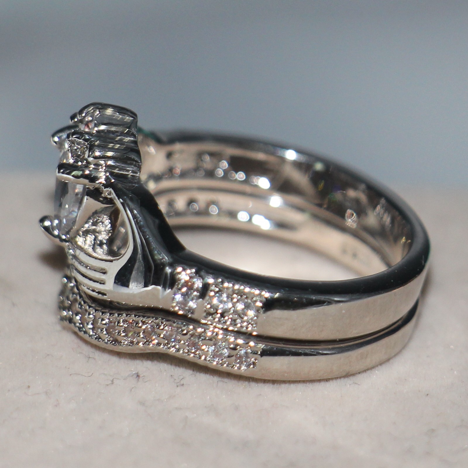 Size 5-11 Wholesale Big Promotion Claddagh Fashion Jewerly 10KT White Gold Filled Topaz CZ Diamond Gemstones Wedding Women Bridal Ring Set