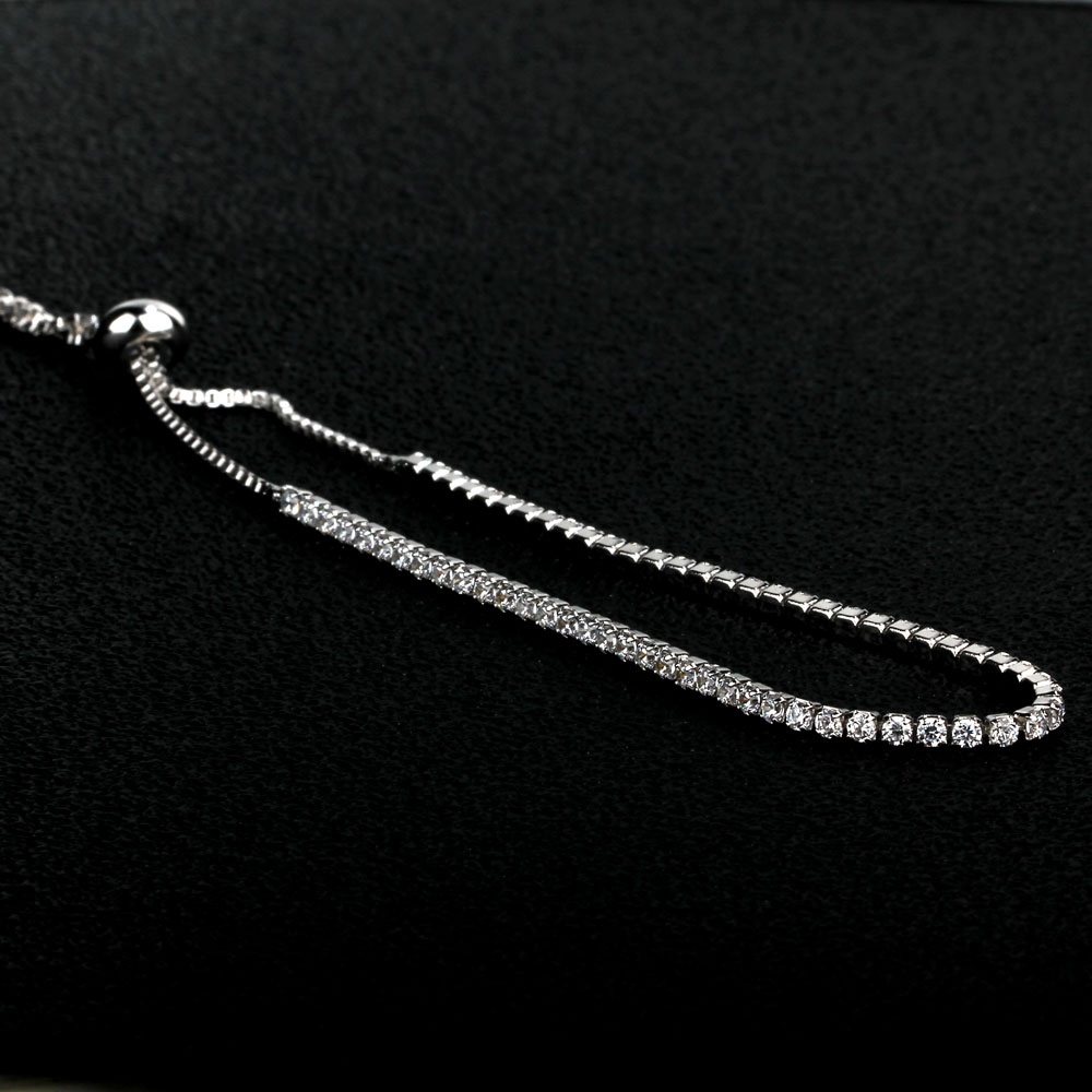 Party Jewelry Adjustable Bracelet For Women 2mm Cubic Zirconia Gold Plated Blacelets & Bangles Friend Gift ( BA101437) 17401