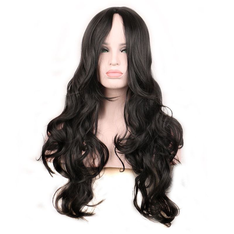 WoodFestival ladies red black blonde wig curly synthetic wigs women fiber hair realistic long wavy wig cosplay