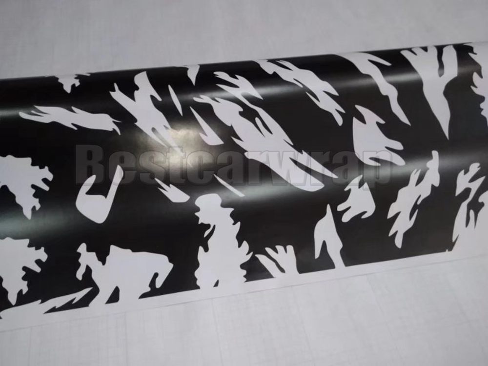 Black White Big Camoufalge Vinyl For Car Wrap With Air Release / air bubble free CAMO film for Truck boat graphics coating 1.52X30M (5x98ft)