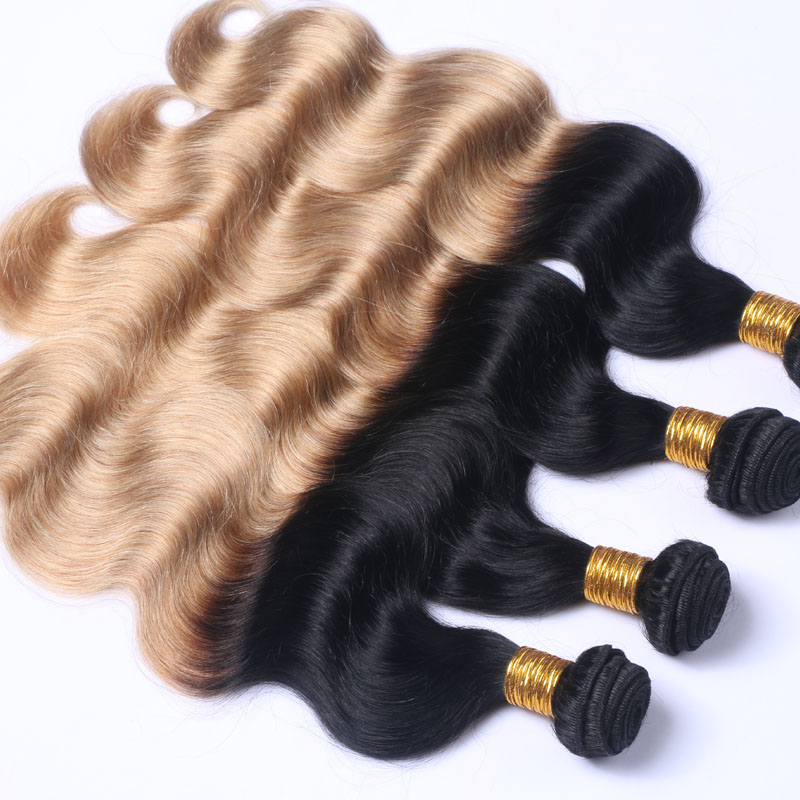 Dark Root Ombre Strawberry Blonde Two Tone 1b 27 Color Blonde Human Hair Weft Bundles Ombre Hair Weaves
