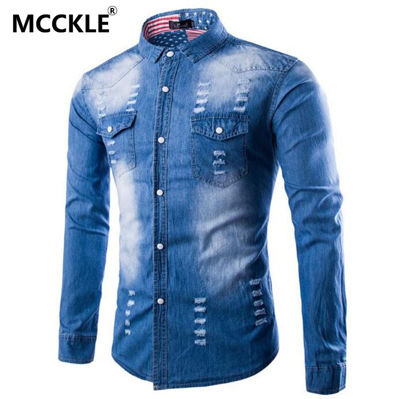 Wholesale- Fashion Mens Ripped Denim Shirts Long Sleeve Turn Down Collar Male Slim Fit Distressed Jeans Shirt Blue Camisas Masculina Q2342, Light blue
Wholesale- Fashion Mens Ripped Denim Shirts Long Sleeve Turn Down Collar Male Slim Fit Distressed Jeans Shirt Blue Camisas Masculina Q2342, Light blue