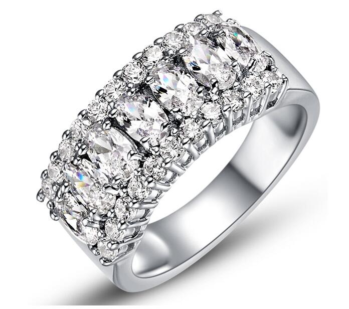 Sterg Sier Rings for Women, Multicolor Blue Sapphire Wedding Finger Ring Gift, Size 6/7/8/9