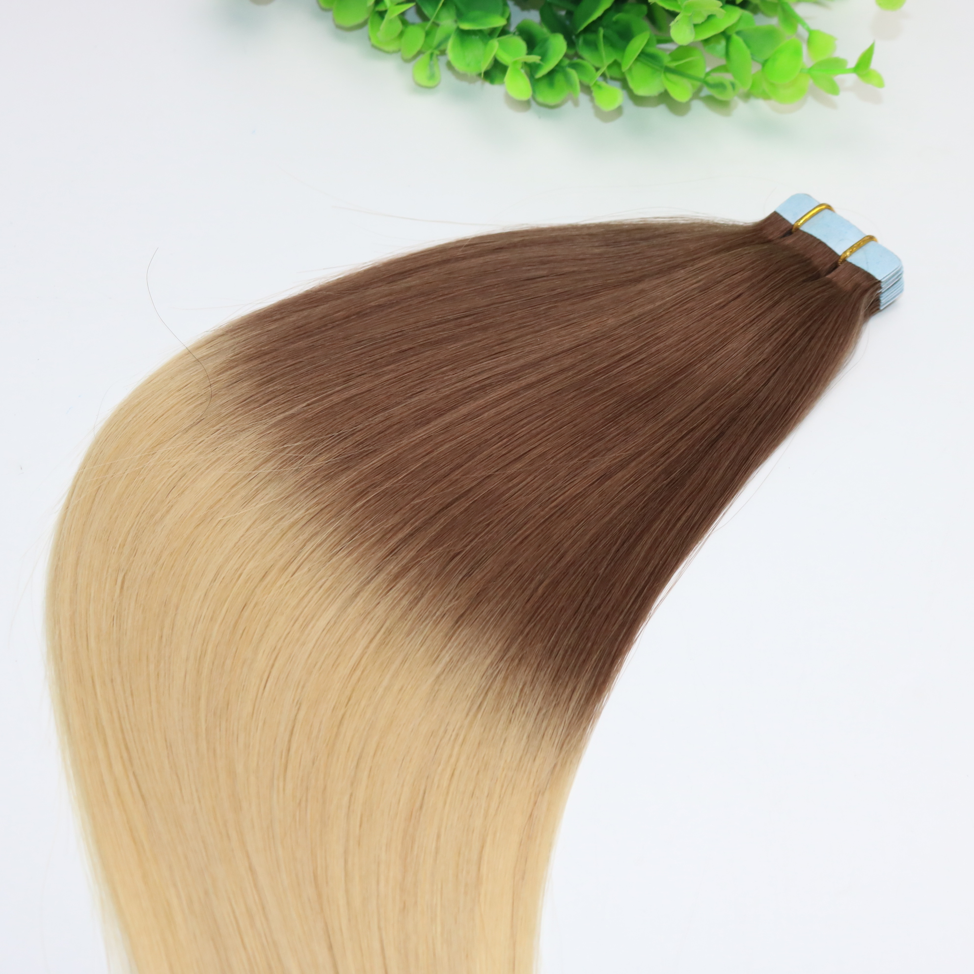 Ombre Hair Dark Brown 4# Shade To Golden Blonde 613#Tape In Human Hair Extensions 40pcs 100gram Brazilian Remy Hair