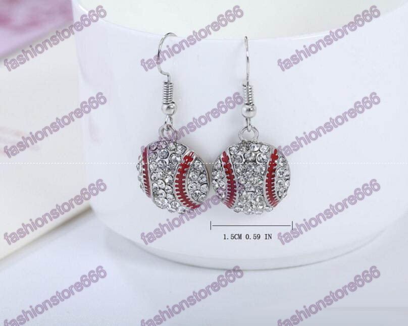 Crystal Baseball Pendant Dangle Earrings Fashion Sports Jewelry Best Friend Gift For Team Club Base Ball Lovers