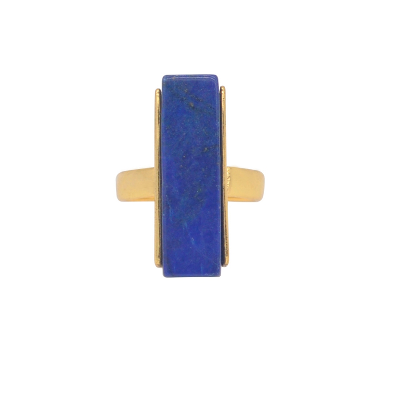 2017 Top Quality Fashion Jewelry Stainless Steel Lapis Lazuli Natural Stone Ring For Men Birthday Gift wholesale