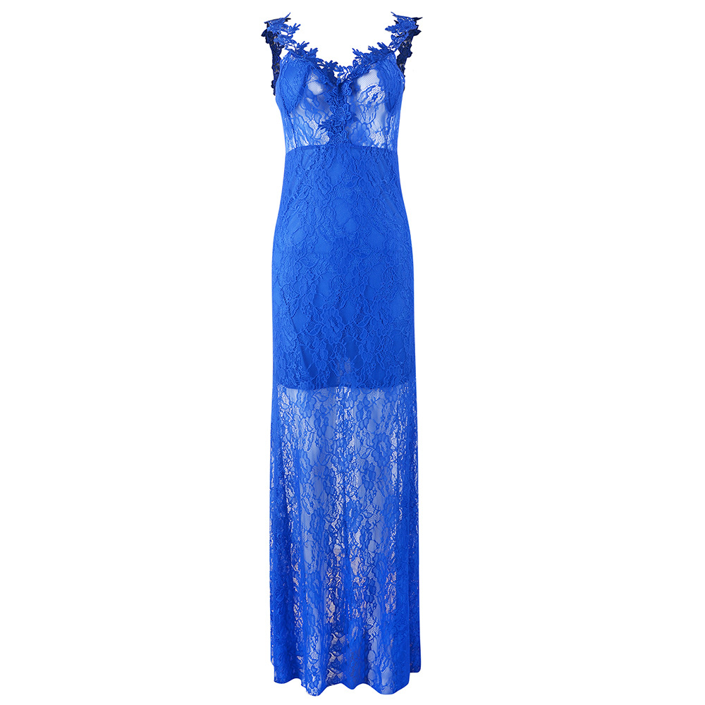 FreeShipping Sexy Womens Backless Long Gown Straps Lace Evening Formal V-Neck Dress Party Maxi Dresses
