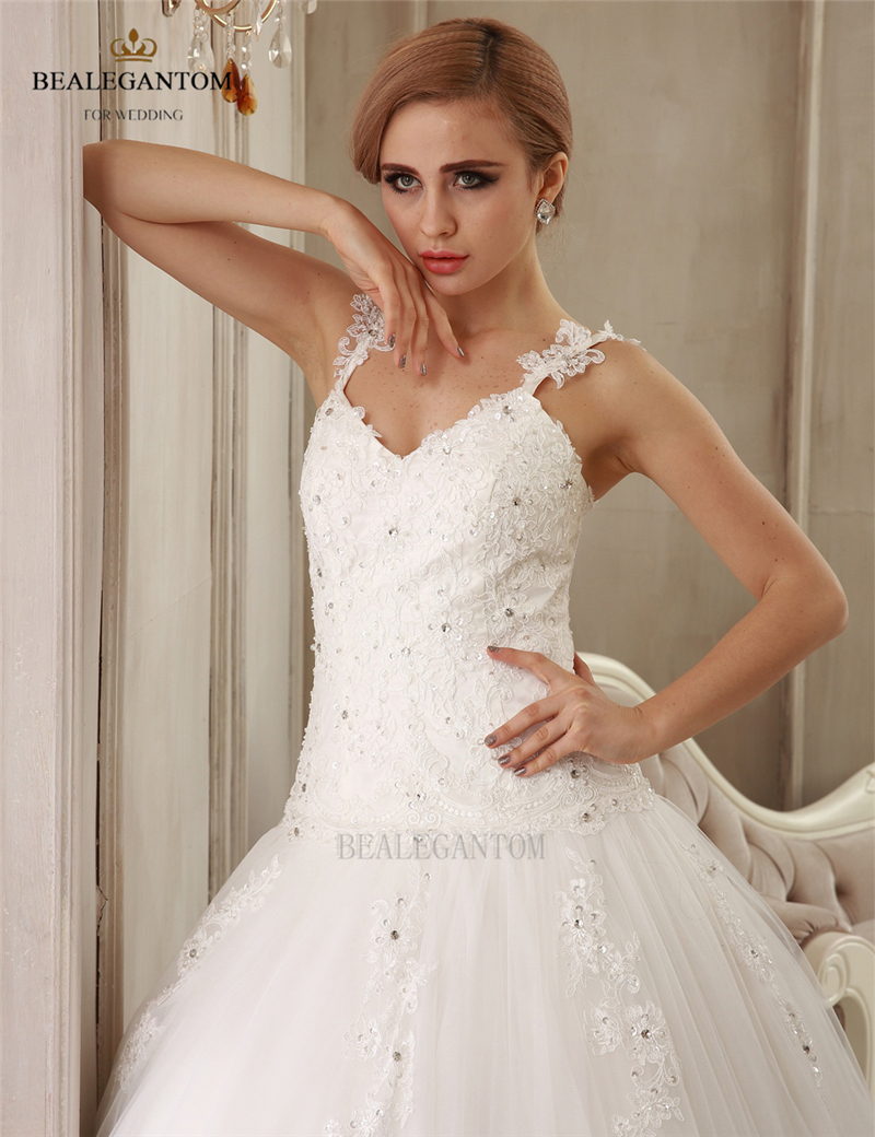 2017 New Real Photo Lace Ball Gown Wedding Dresses Organza Appliques Cheap Vintage Plus Size Bridal Gowns BM26