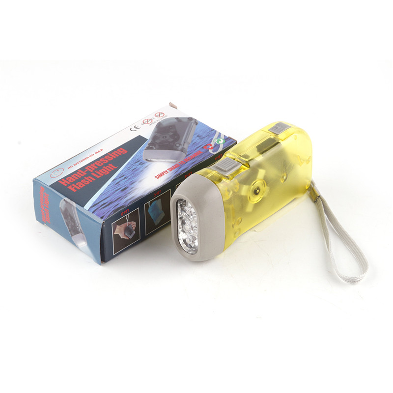 Outdoor 3 LED Hand Press Flashlight No Battery Wind Up Crank Dynamo Torch Camping Portable Flash Light